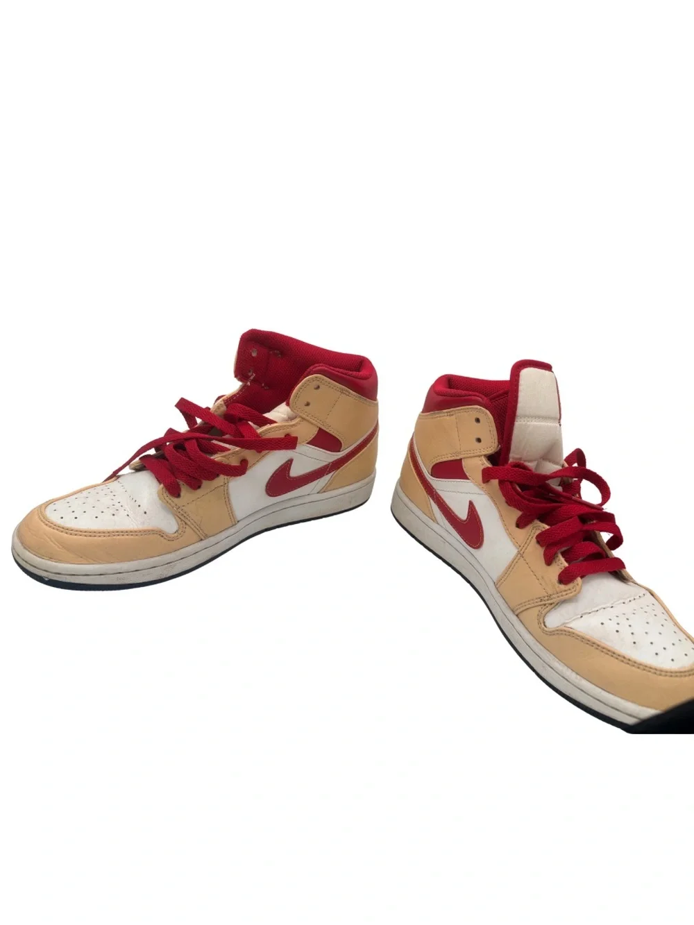 Nike Air Jordan 1 Mid Light Curry Cardinal Red Men’s 8.5 554724-201 Shoes